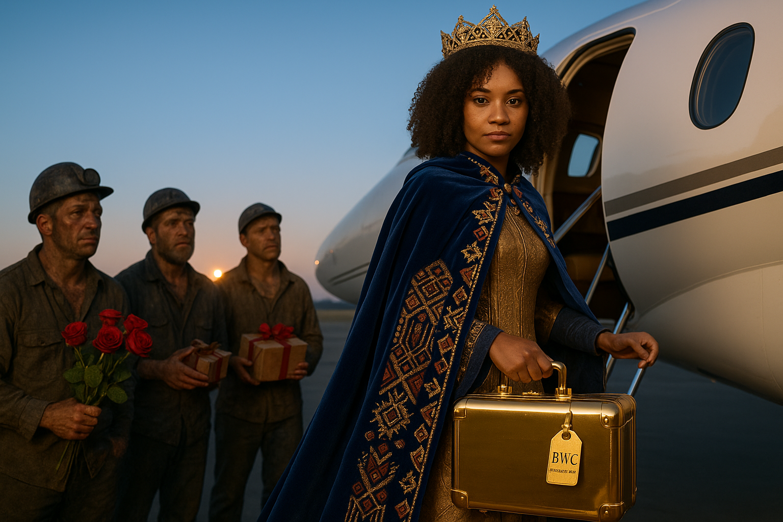 Jenna Beck the African Queen boards her private jet after sex with three bwc coal miners